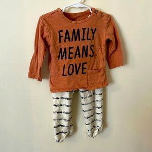 Neutral “Family Means Love” Outfit (18 months)